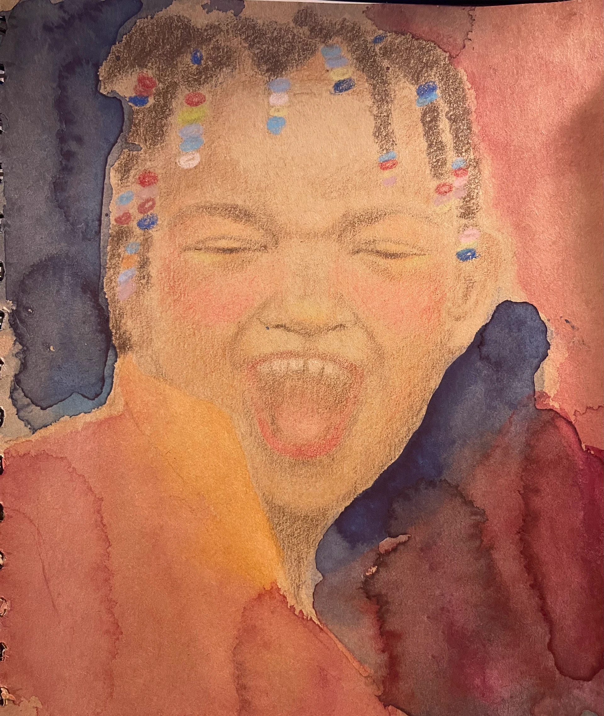 Experimenting color pencils with watercolor,