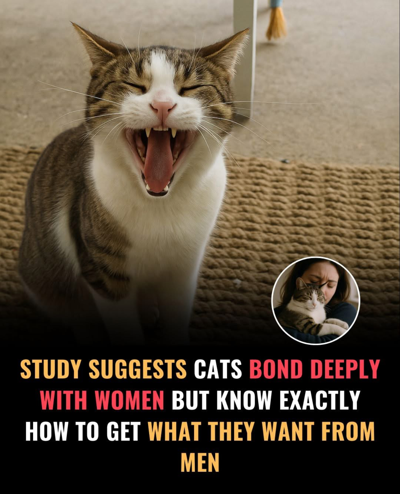 Cats bond with women, but when it comes to men, they play smart.