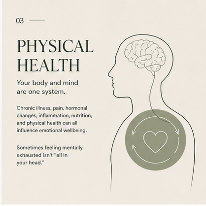 Sleep, stress, relationships & life experiences all play a role in shaping mental wellbeing.