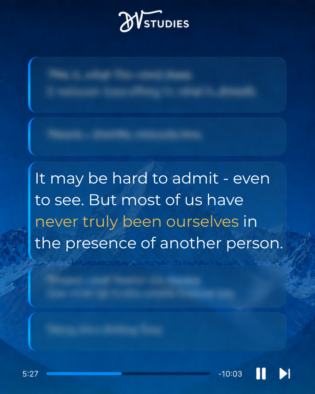 "Relationships is the only thing that is spiritual," they say...  - but it's difficult, isn't it?