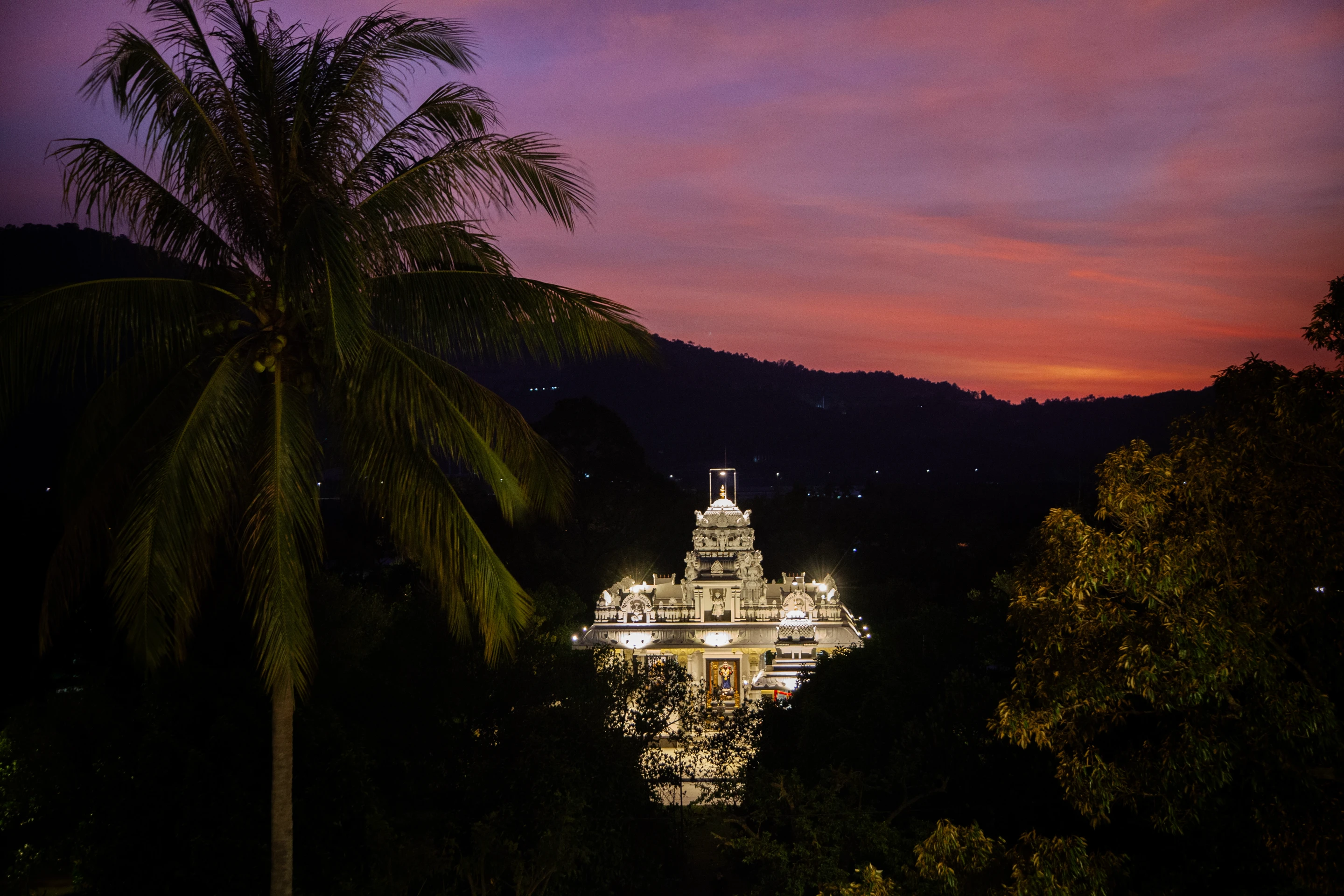 Temple with the purple sky