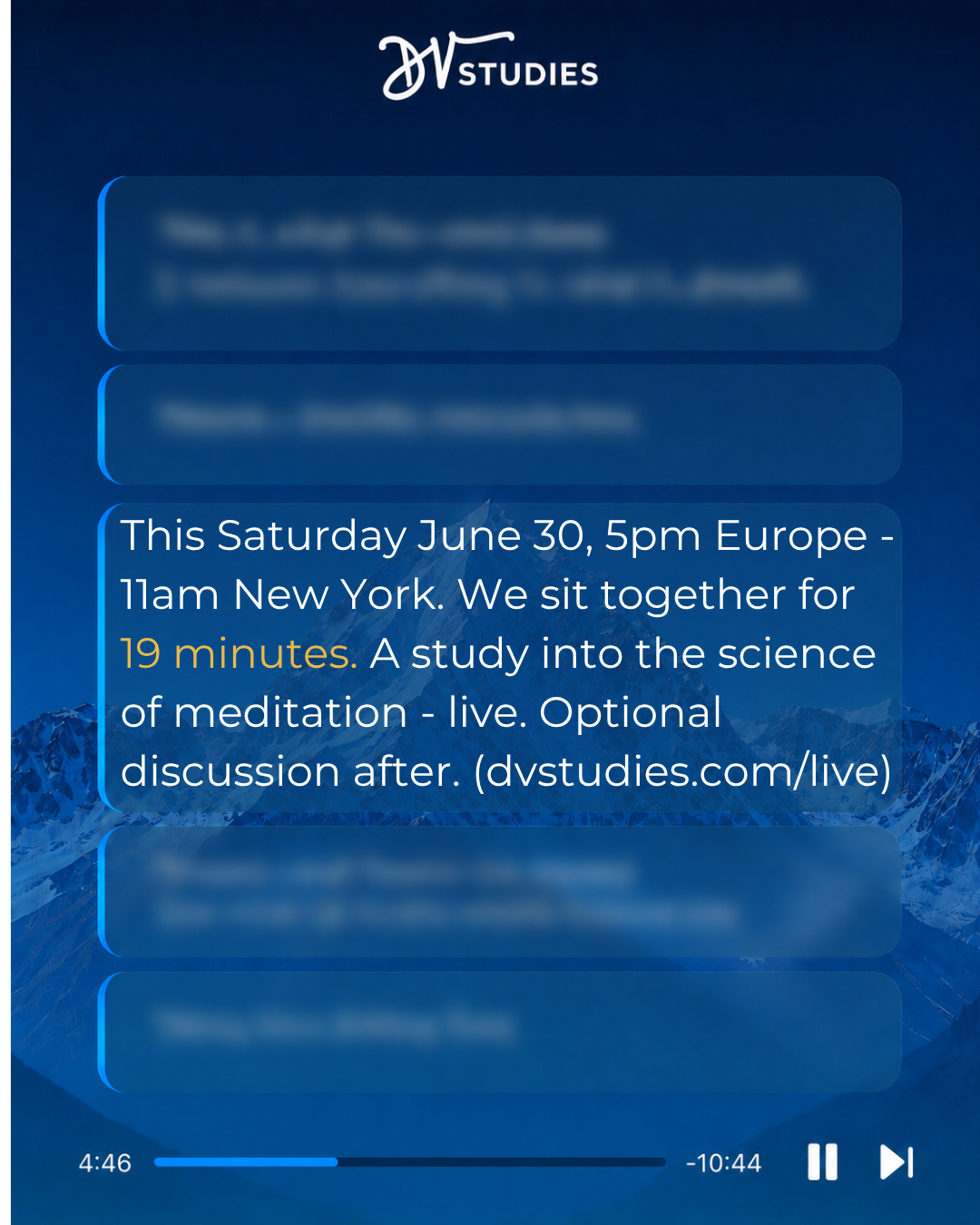 Welcome to test a new site for Masters online meditations