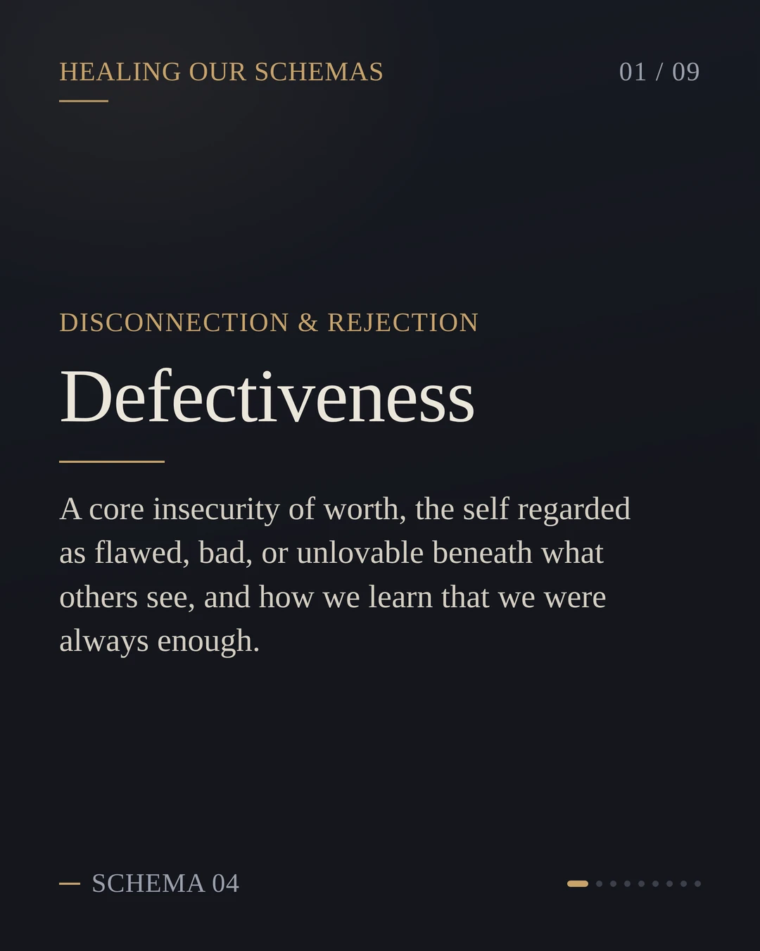 4 Defectiveness Schema, insecurity of worth