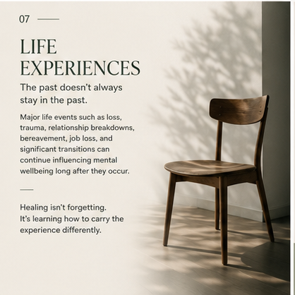 Sleep, stress, relationships & life experiences all play a role in shaping mental wellbeing.